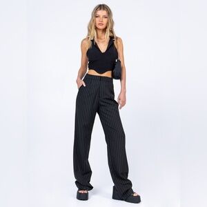 Princess Polly Black Pinstripe Women's Trousers Ramone Pants Black size 0